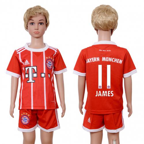 Bayern Munchen #11 James Home Kid Soccer Club Jersey - Click Image to Close